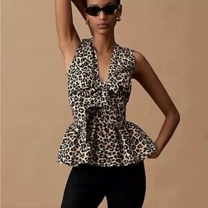 Maeve Leopard Print Peplum Blouse